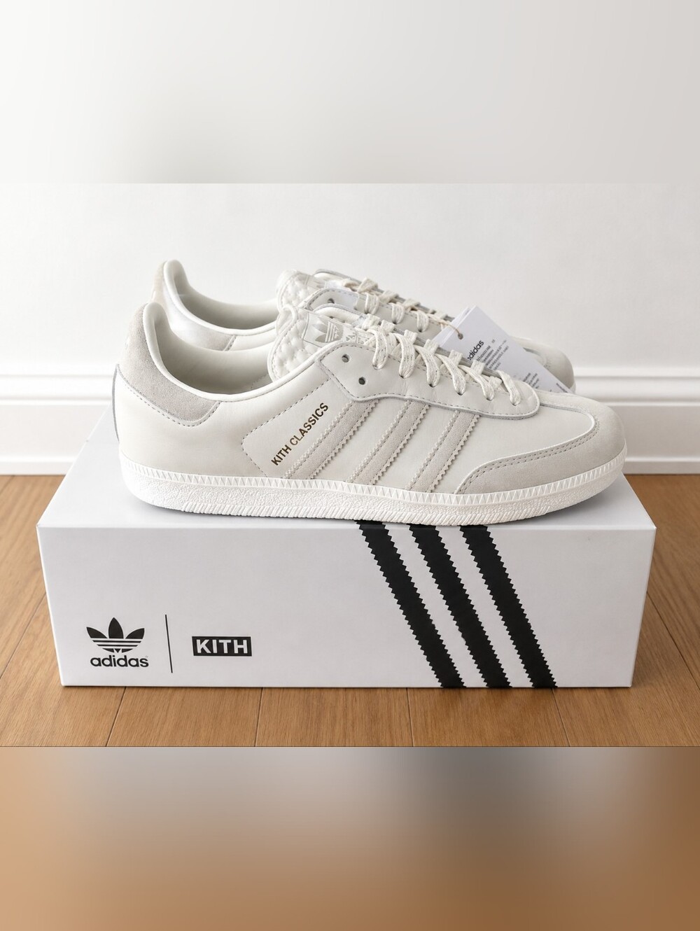Adidas  Samba KITH Classics White and Off-White Leather Sneakers